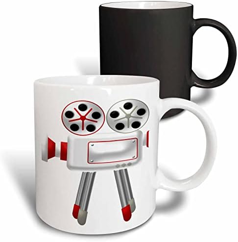 3drose a palavra filme com pipoca e refrigerante ilustração, caneca cinza, 11 oz, branco/vermelho