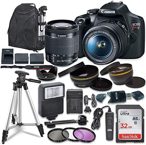 Câmera SLR digital SLR da Canon EOS Rebel T7 com Canon EF-S 18-55mm Estabilização de imagem II Lente, Sandisk 32 GB SDHC Cartões de memória, pacote de acessórios