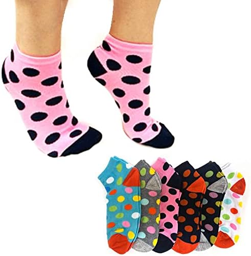 12 pares polka ponto lote atacado feminino casual de baixo corte meias de tornozelo Fancy US 9-11 Fun Rodty Rodty Colorful