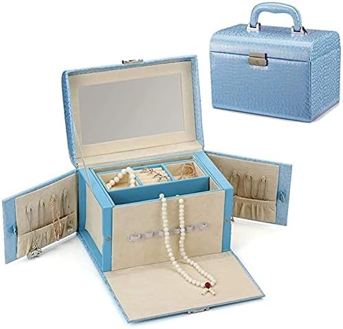 Caixa de armazenamento de jóias Organizador de caixa de jóias de couro, caixa de jóias de joias Armaneira de colar anel de anel de anel de anel armazenamento de alta capacidade/branco/um tamanho