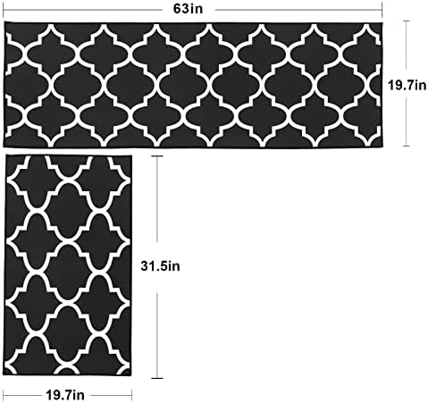 Tapetes de cozinha Conjunto de tapetes de cozinha de 2 tapetes e tapetes de cozinha sem deslizamento 63*19.7/31,5*19,7