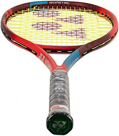 YONEX VCORE 100 6ª Gen Tango Red Racquet RaCet Amarrado com raquete de intestino sintético em sua escolha de cores - 16x19 String Pattern
