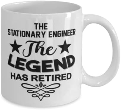 Engenheiro Estacionário Caneca, The Legend se aposentou, idéias de presentes exclusivas para engenheiro estacionário,