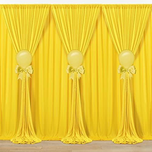 Painéis de cortina de cenário amarelo grátis de 10 pés x 30 pés, cortinas, cortinas de pano de fundo de poliéster, suprimentos de decoração para festa de casamento