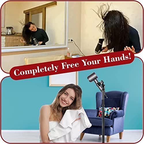 Hands Free Hair Secer Stand Stand - Suporte de suporte de soprador atualizado com grampo maior, 35.2in- 62.9in Altura de altura Stand