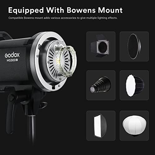 Godox MS300V MS300-V Studio Flash 300W 110V 5600K, 2,4g sem fio x sistema flash, com lâmpada de modelagem atualizada, Bowens Mount Monolight com GODOX X2T-N TTL Flash Trigger Compatível para câmeras Nikon