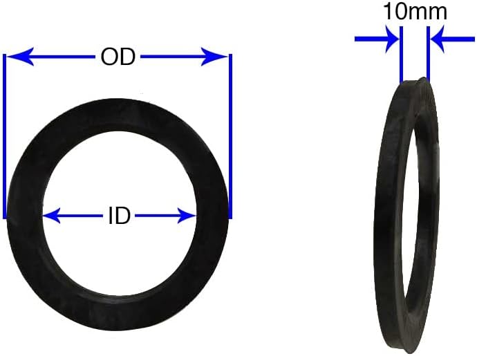 Acessórios para rodas Conjunto de peças de 4 anel centrado no cubo 78mm od a 67,1 mm ID do cubo, policarbonato preto