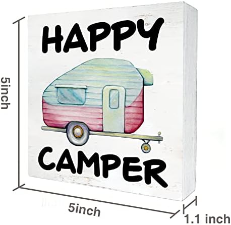 Camping Wood Box sinal de acampamento em casa Camper rústico Caixa de madeira Placa Bloco de Bloco para a parede