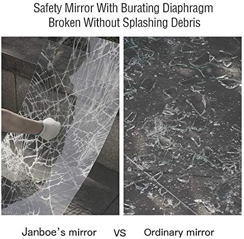 Janboe Modern banheiro vaidade espelho montado na parede espelho de maquiagem preta metal emoldurado canto arredondado