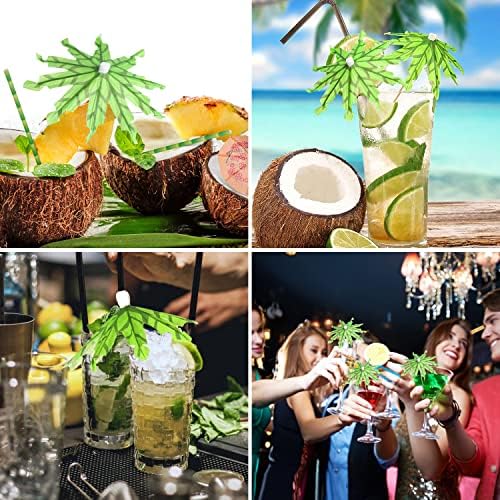 Kimober 50pcs Cocktail Drink Umbrella Picks, Green Tropical Coconut Palm Tree Tree Handmade Bamboo Cocktail Picks de papel
