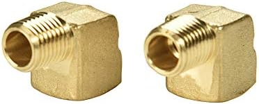 Sanpaint 2 Pack Brass Metting, tubo masculino de 1/4 de NPT a 1/4 de tubo feminino NPT, cotovelo de 90 graus da Barstock Street