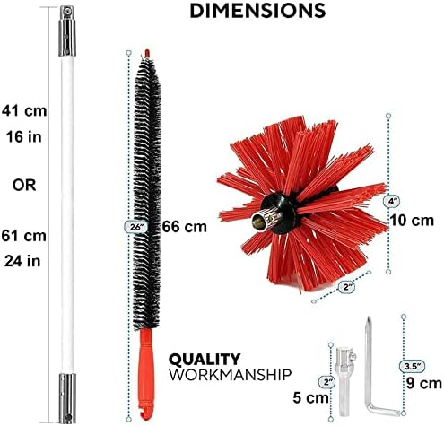 Kit de varredura de chaminé Laoshe com 6/9/12/15 nylon hastes flexíveis Chimney Pincel de limpeza de luminária de luta