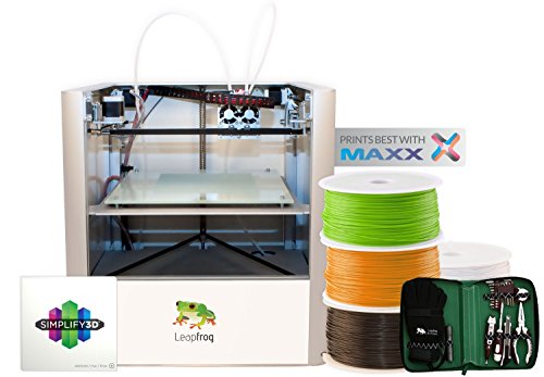 Pacote de iniciantes da impressora 3D CREATR LEAPFROT, Extrusora dupla, 200 x 270 x 230 mm Dimensões de construção máxima 0,05 mm Resolução máxima; ABS, Laybrick, Nylon, PLA e Filamento PVA