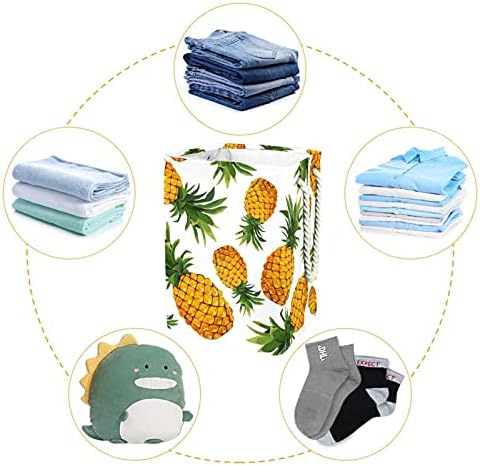 Padrão de abacaxi grande lavanderia cesto embutido embutido com suportes destacáveis ​​cesta de lavanderia com alças