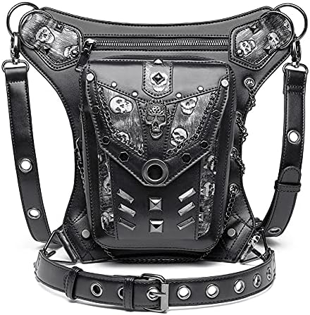 Bolsa de cintura steampunk Fanny Pack Fashion Gótico ombro de couro crossbody Messenger Messenger Bags da coxa da perna