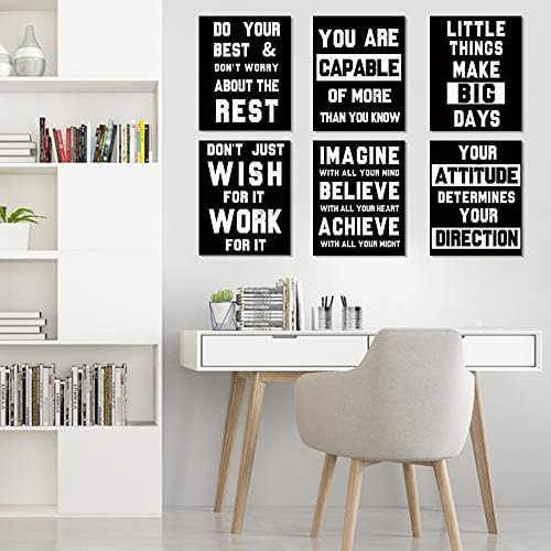 Posters de arte da parede motivacional de homanga, estampas de arte positivas para decoração de escritório, conjunto de 6, citação inspiradora