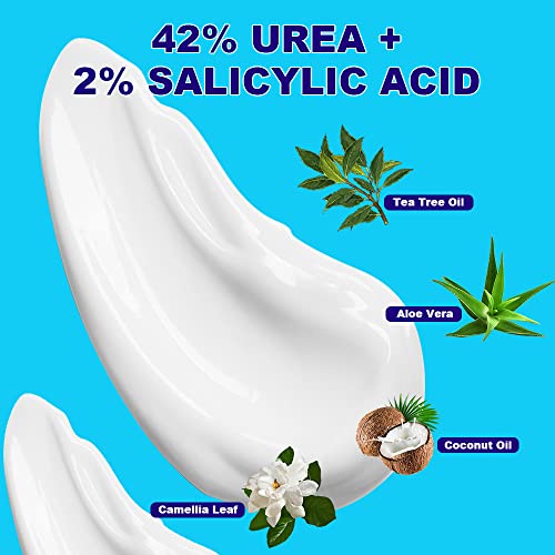 Creme de uréia asdtotio 42% - creme de pé de uréia premium - com ácido salicílico a 2%, óleo da árvore do chá, manteiga de karité,