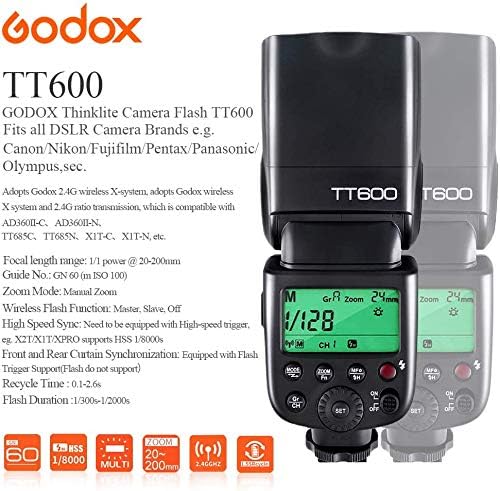 GODOX TT600 2.4G sem fio flash speedlite mestre/escravo flash com sistema de gatilho embutido compatível para Canon Nikon