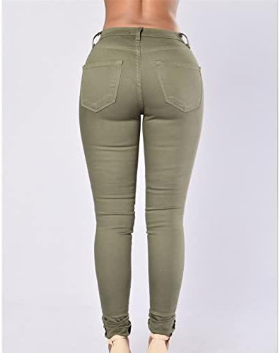Jeans de cintura alta rasgada para mulheres Slim Fit Fit Stretch Letish Jean Trouser Skinny Destroyed calça jeans