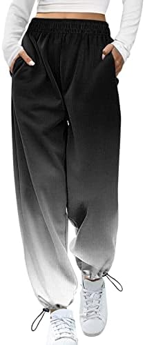 Grge beuu gradiente casual estampa de moletom de moletom para mulheres Palazzo lounge calças com corredores de cintura elástica de bolso