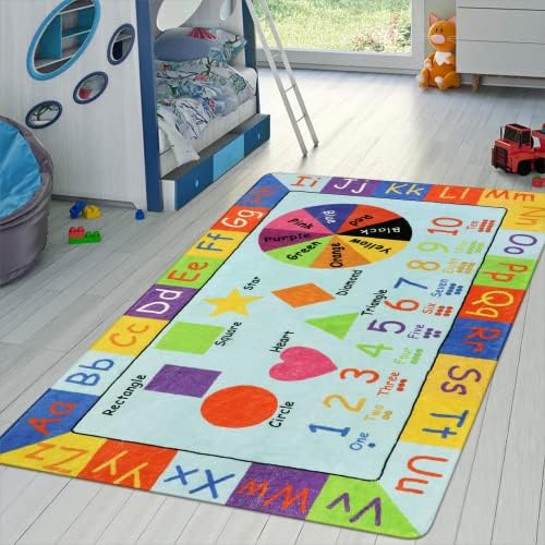 LiveBox Kids joga tapete abc aprendendo bebê playmat, 4 'x 6' lavable garotos craom carpete não deslize o tapete da sala de jogos para crianças quarto, números de cores múltiplas tapete de alfabetismo para menino menina