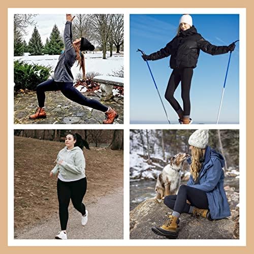 Lalahook Fleece forred Leggings de inverno com bolsos para mulheres, Controle de barriga de cintura alta Soft térmico quente