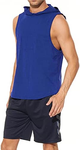 Tanque de treino masculino Capuz Tops Treinamento atlético Treinamento Camisão de capuz Camisas de algodão Camiseta de ginástica de algodão sem mangas