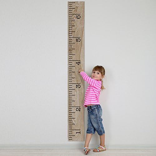 Gráfico de crescimento de vinil | Transferência única para facilitar a aplicação | Kit de régua de parede de altura DIY KIDS | Grande adesivo de fita adesiva de fita adesiva de madeira medição de madeira gráfico de madeira decoração de crianças que crescem quarto de bebê