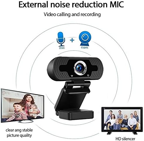 Petyoung 1080p webcam com microfone, plugue e reproduza webcam USB com capa para chamadas Conferência Zoom PC Laptop Desktop