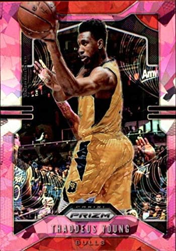 2019-20 Panini Prizm Prizms Pink Ice #217 Thaddeus Young Chicago Bulls NBA Basketball Trading Card