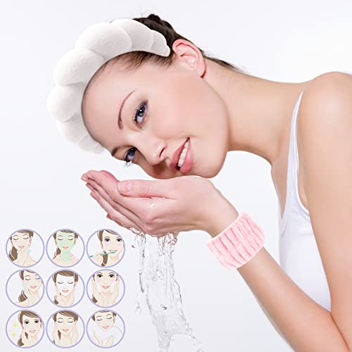 3pcs Sponge Spa Bandada da cabeça para lavar a maquiagem da face Faixa da cabeça para mulheres Terry Terry Plane