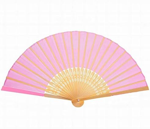 LKXHARLEYA 10PCS Bamboo Silk Hand Rolding Fan, fã dobrável de estilo chinês/japonês para a decoração de festa de casamento de cosplay de dança, rosa