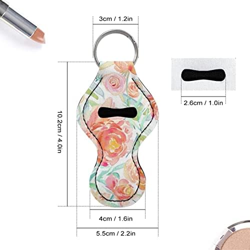 Coeqine Chapstick Holder Keychain Flowers Imprimir impressão de manga única Chapstick Bolsa Elastic Lipstick Chain Titular para acessórios