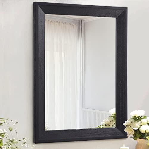 Espelhos rústicos pretos azzkang para parede grande 26 x18 espelho de madeira emoldurada em madeira para quarto espelho de parede para quarto de quarto