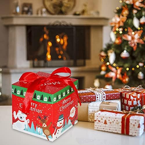 Caixas com bandas de embrulho para caixas de Natal de Natal, Cardboard de Cardão Presente Caixas de Candy Cookies Decorações de Natal e