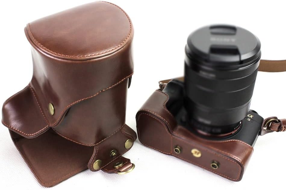 Caixa de câmera de couro Wetyg com organizador Bottom Black/Brown Profissional Camera Photography Bag