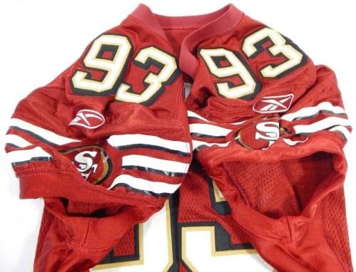 2003 San Francisco 49ers Tom Landry #93 Jogo emitido Red Jersey 48 10 - Jerseys de Jerseys usados ​​na NFL não assinada