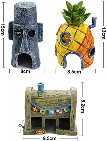 XZQZ Cartoon Pineapple House Aquário Decoração de Aquário Home Jardim Tanque de peixes Lula Moldura Ornamento Cute Figura