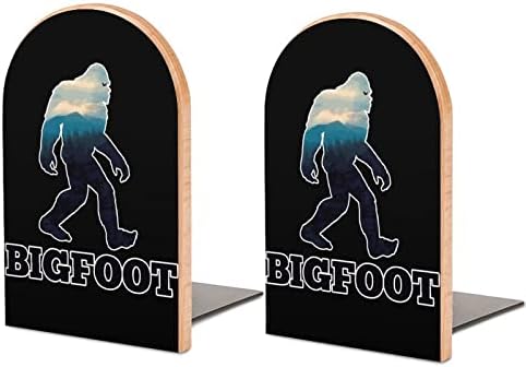 Bigfoot Livros Livros Livros de madeira estampa decorativa termina para Shelve pack de 1 par