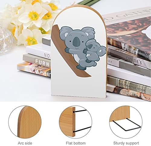 Livros fofos austrália koala urso bookends decorativo para prateleiras livros de madeira fins organizador impressão bookend suportes