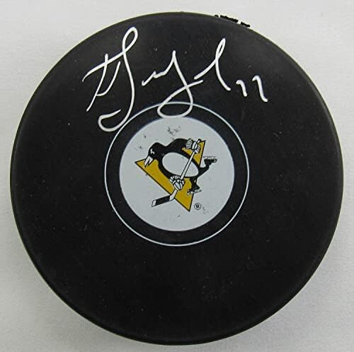 Alexei Kovalev assinou autógrafo Autograph Penguins Logo Hockey Puck JSA Testemunha COA - Autografado NHL Pucks