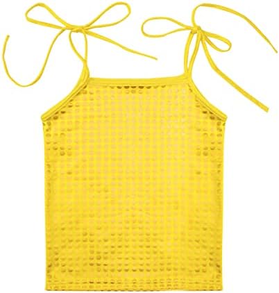 Vernlan Girls Kids Spaghetti Top-shirt de tanque de top de brotamento de spaghetti brilhante para jazz traje de