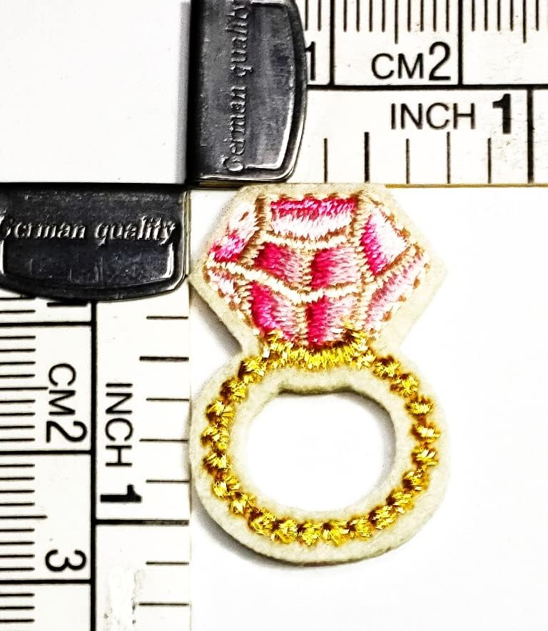 Kleenplus 2pcs. Mini anel fofo artesanato artesão de costura Reparar rosa anel de diamante de desenho animado Ferro bordado em