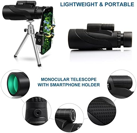 12x50 Telescópio monocular de alta potência Prism monocular HD Dual Focus Scope para assistir a pássaros Hunting Wildlife Cenário Cenário de esportes de concertos com smartphone titular