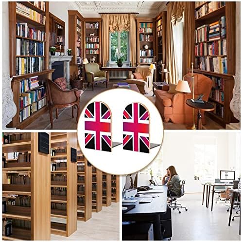 Union Jack Inglaterra Sinaliza Livros de Livros de Livros de Livros de Livros Não Esquagais O Livro do Livro Ends suporta prateleiras de estantes decoração 1 par