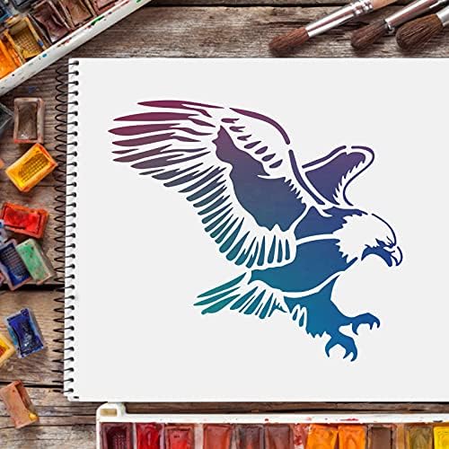 Modelo de decoração de estêncil Fingerinspire Eagle 11.8x11,8 polegada Desenho de águia de plástico Pintura de estênceis