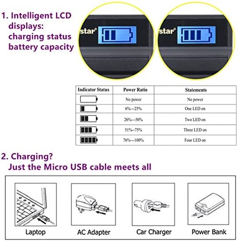 Substituição do carregador USB KASTAR LCD para Panasonic DMW-BMB9 DMW-BMB9E DMW-BMB9PP LUMIX DMC-FZ40 DMC-FZ45 DMC-FZ47 DMC-FZ48 DMC-FZ60 DMC-FZ62 DMC-FZ70 DMC-Fz7 Lux2 v-lux3