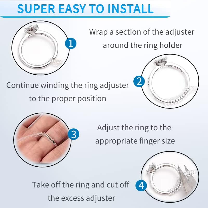 Ajuste do tamanho do anel para anéis soltos - Invisível Spiral Transparent Silicone Ring Guard Clipe Jewelry Ricener