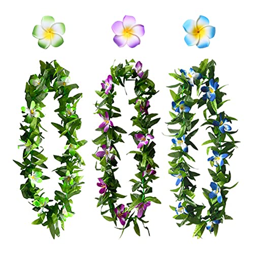 6 PCs Hawaiian Leis plumeria clipes de cabelos luau flor tropical leca barrettes chapéus femininos de colar floral grinaldas pinos de