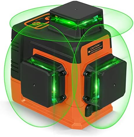 Takamine 12 linhas Nível de laser Auto-nivelamento 3x360 ° 3D Linha transversal verde para construção/imagem pendurada, controlador remoto, bateria de íon de lítio recarregável, suporte magnético e bolsa portátil